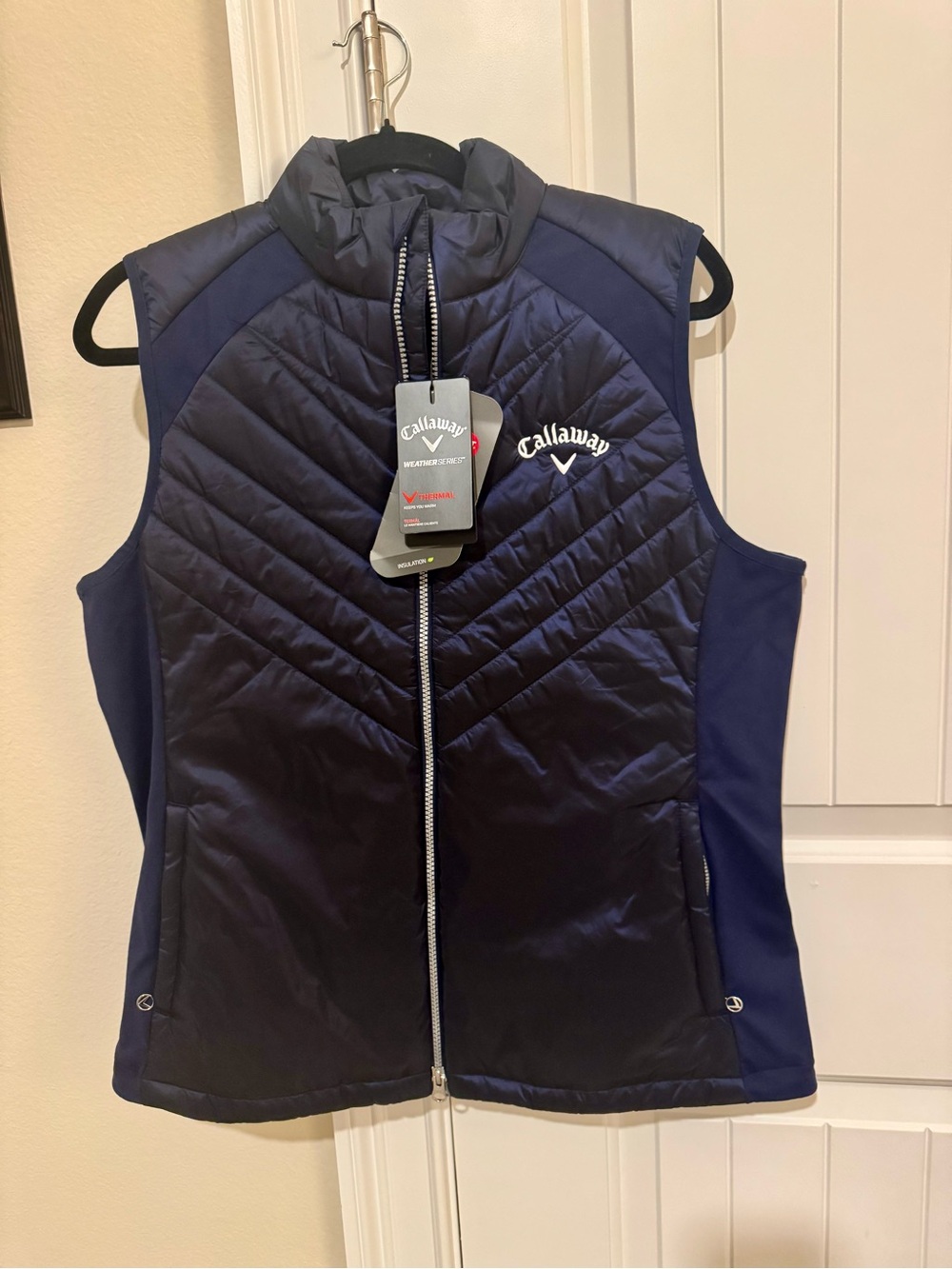 NWT Callaway Black and Navy Quilted Thermal Golf Vest
